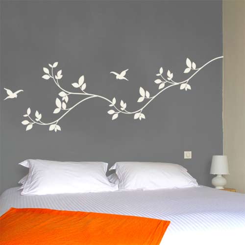 bedroom wall stickers wall decal leaves white BDIFCUN