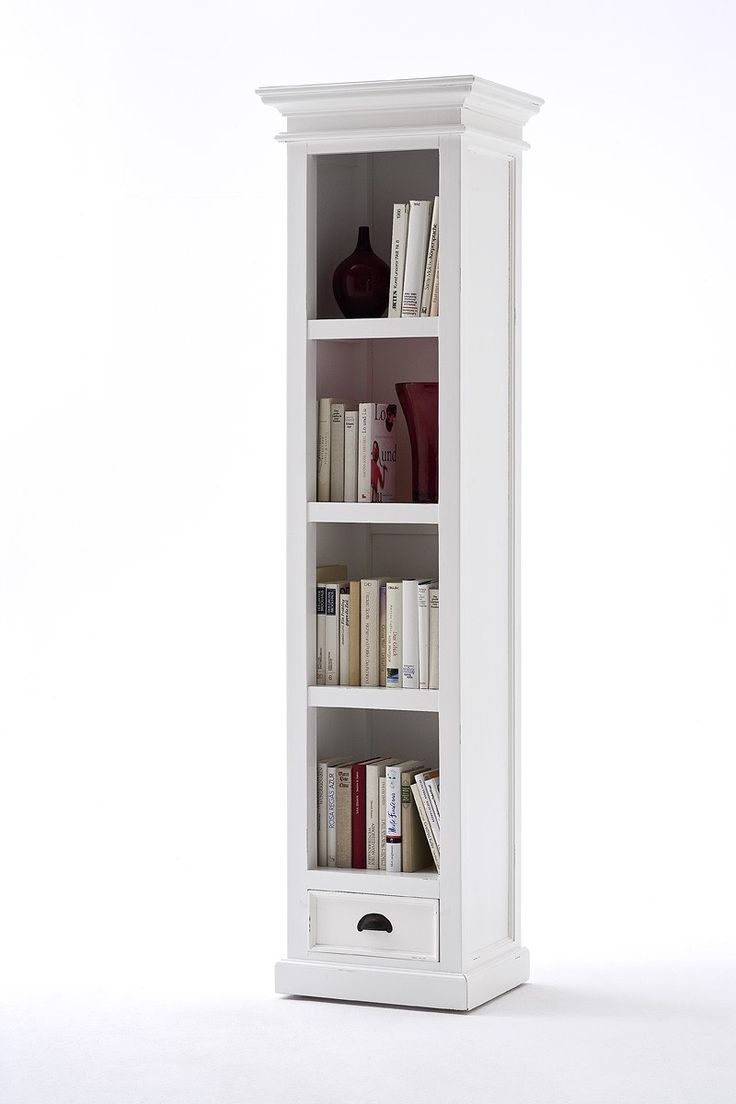 belgravia painted tall narrow bookcase with drawer IBZBITZ