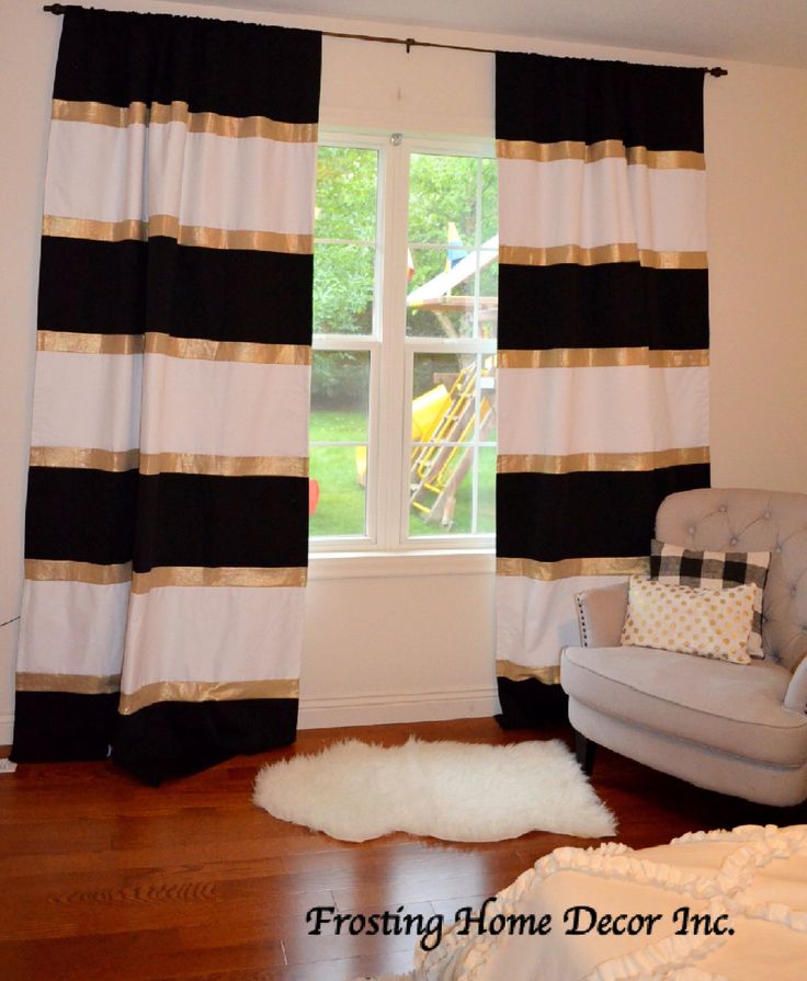 black and white striped curtains custom black, white and gold striped curtains , color blocked, nursery QKATQQS