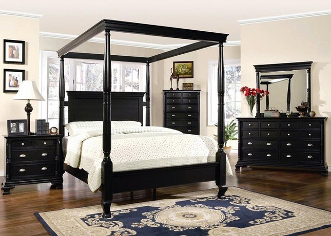 black bedroom sets st regis canopy bed distressed black finish bedroom furniture set YHXNARL