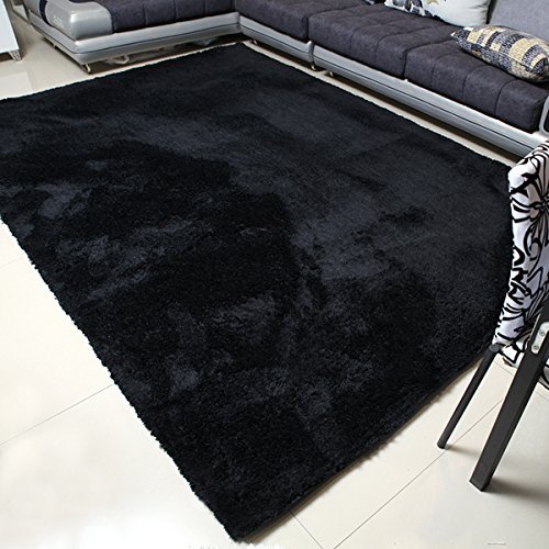 black carpet mbigm super soft modern area rugs, living room carpet bedroom rug, nursery SMGVYKE