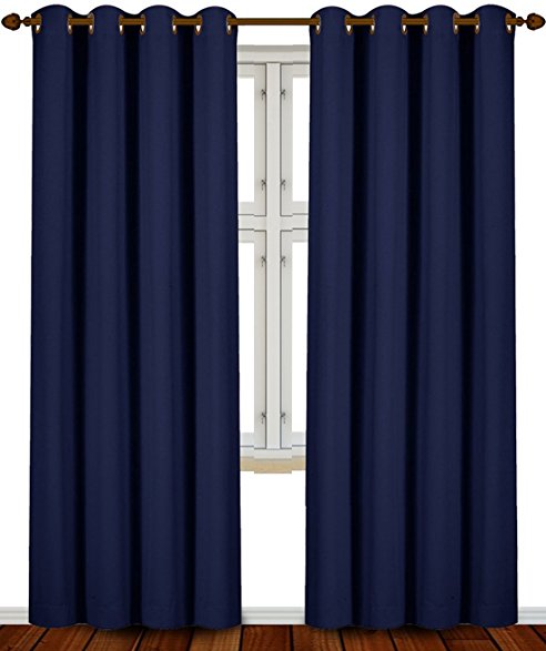 blackout room darkening curtains window panel drapes - (navy blue color) 2 JALLIQH
