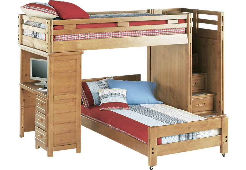 bunk beds creekside taffy twin twin step bunk bed with desk - bunk/loft beds light WXYJGDN