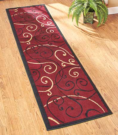 burgundy scroll extra-long decorative runner rugs VLXDVQF