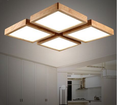 ceiling lamp modern brief wooden led ceiling light square minimalism ceiling-mounted  luminaire japanese style HHYXDTU