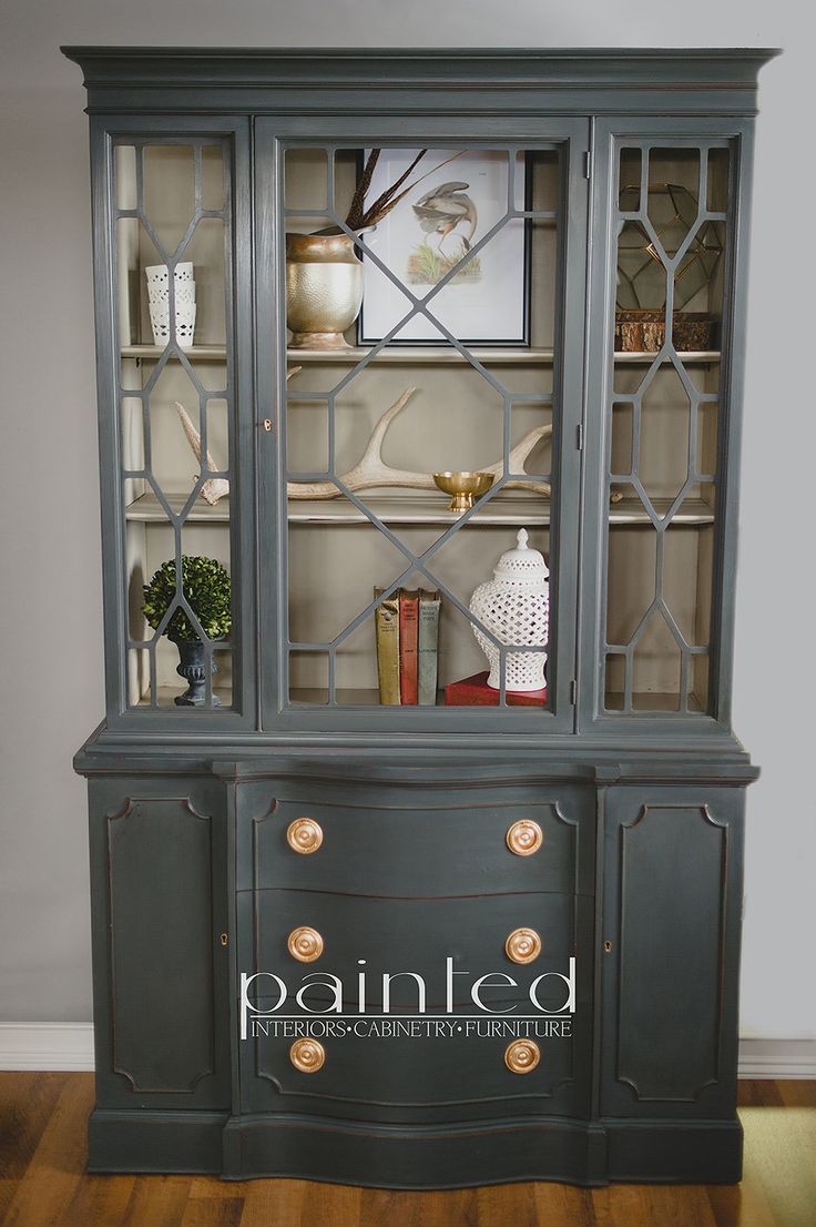 china cabinets antique china cabinet painted in annie sloan graphite and french linen ZJFKDGL