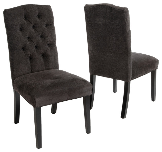 clark tufted back dark gray fabric dining chairs, set of 2 transitional- dining- FPACYSI