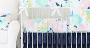 crib bedding for girls islau0027s fresh floral navy ruffle crib bedding WNHPRJJ
