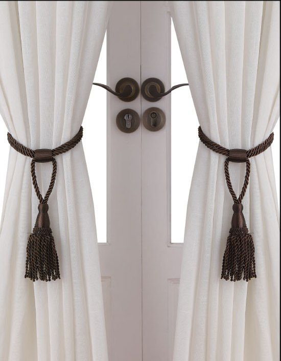 curtain tie backs essential home rope tie backs set of 2 - chocolate OQXFZZV