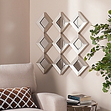 decorative wall mirrors image of southern enterprises 29.5-inch masada mirrored squares wall  sculpture in silver BGSMWUK