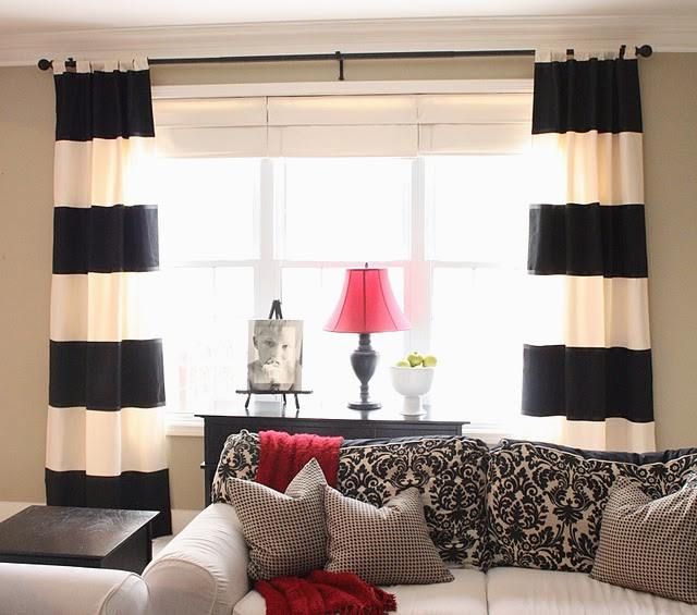 diy black and white striped curtains RPXTSKW