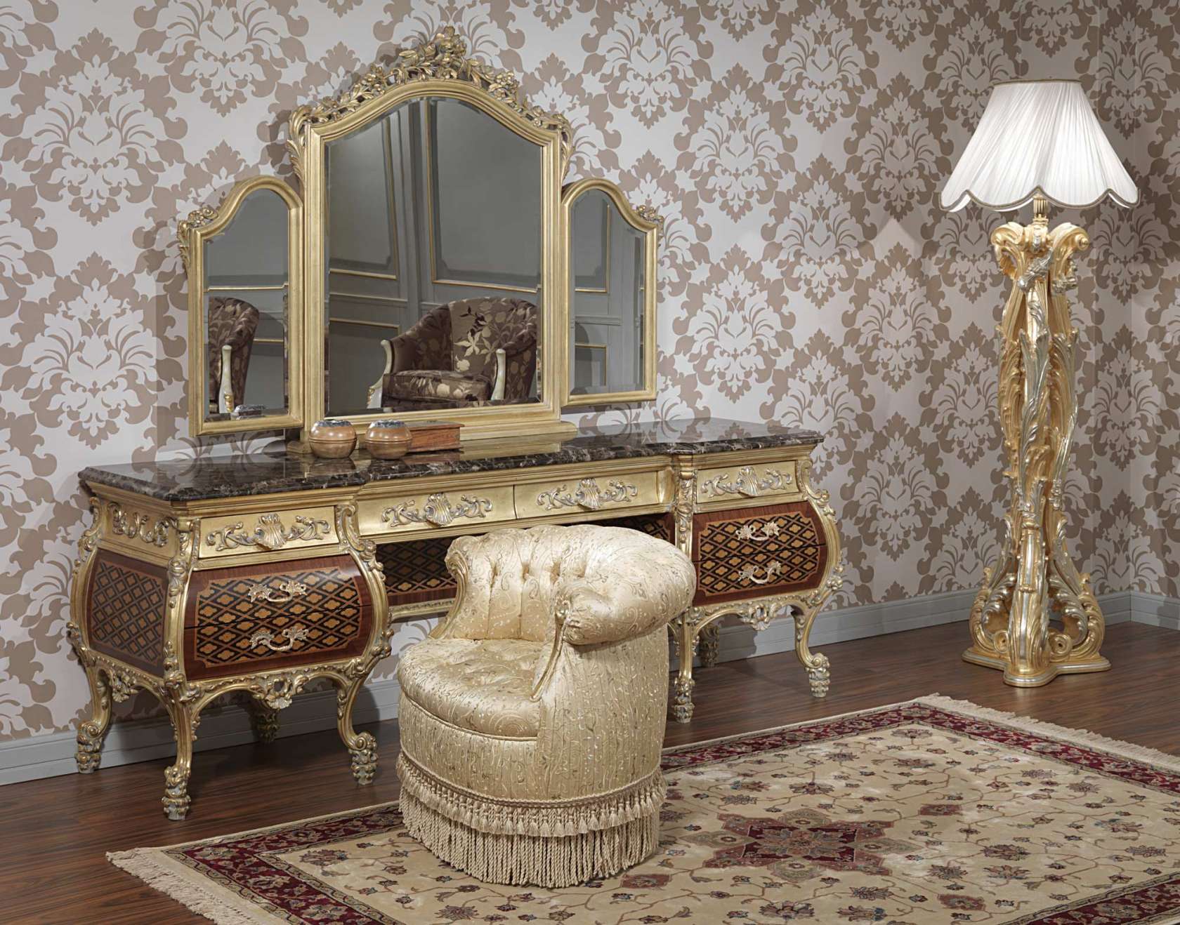 elegant furniture for bedroom, emperador gold collection art. 397-931 VKAQAFI