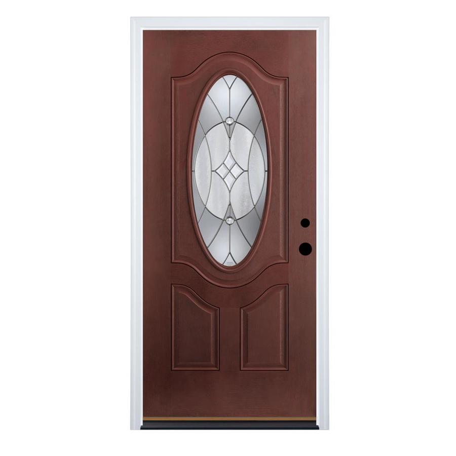 entry doors therma-tru benchmark doors delano 2-panel insulating core oval lite  fiberglass stained prehung JMQJIAE