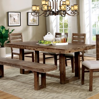 farmhouse dining room table furniture of america treville country farmhouse natural tone plank style dining  table EFIKRPK