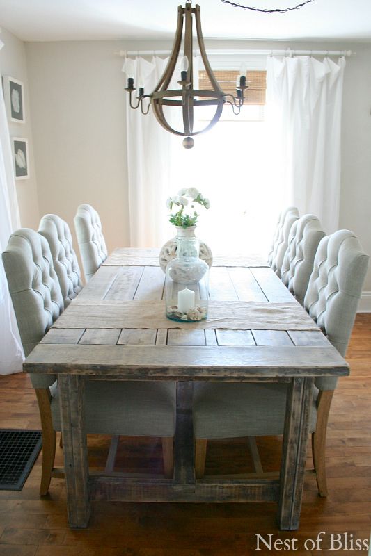 farmhouse dining room table love the light fixture coastal farmhouse dining room. love the plush chairs NXOTPWK