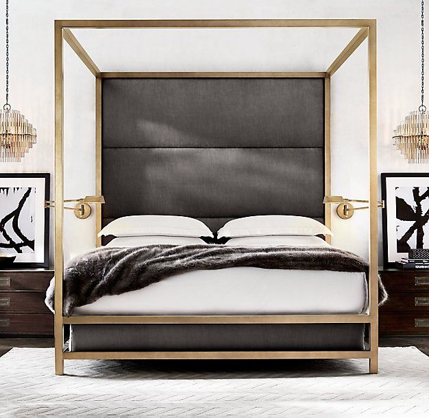 four poster bed rh modernu0027s montrose high panel four-poster bed:inspired by the streamlined  glamour of IIJEFHH