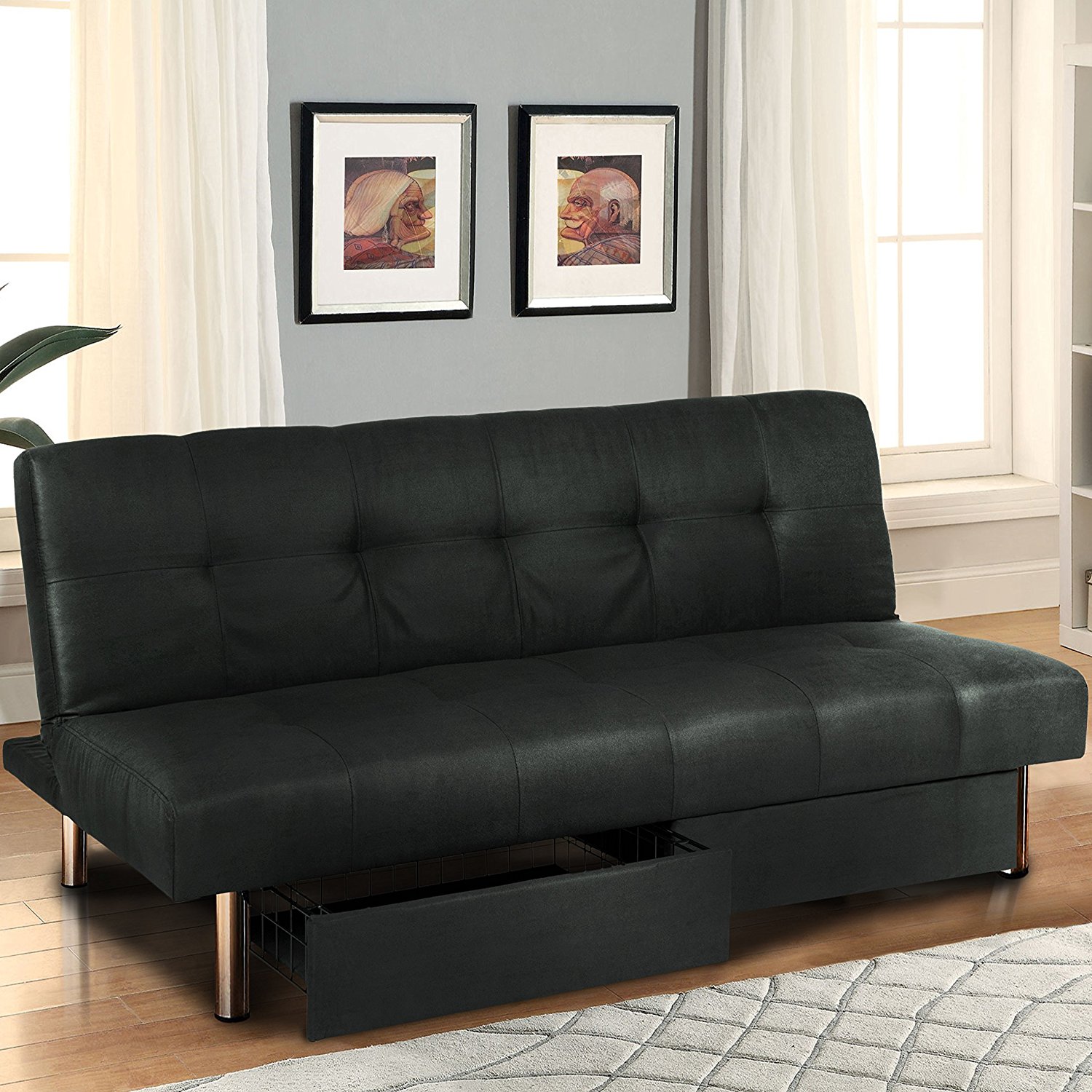 futon sofa amazon.com: best choice products microfiber futon folding sofa bed couch w/  mattress PBAIVPK