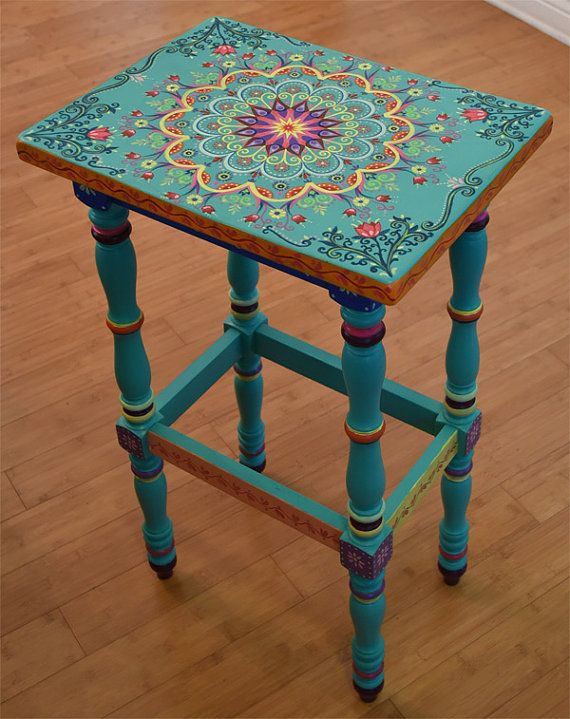 hand painted furniture hand painted solid wood accent table size 17 x by sunsoulcreations UQUYBGR