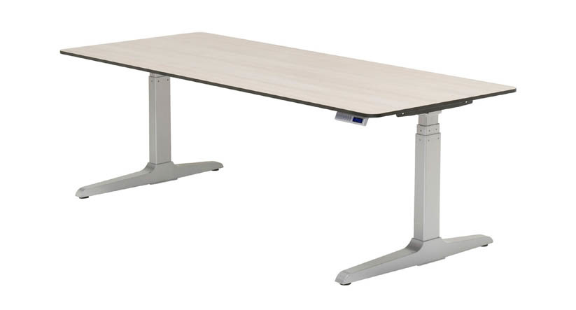 height adjustable desk features a hidden crossbar, giving you more legroom while providing  stability · VIHLMXY