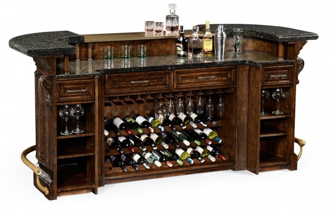 home bar furniture home bar. oak wood, granite top with brass rail LXLRRQG