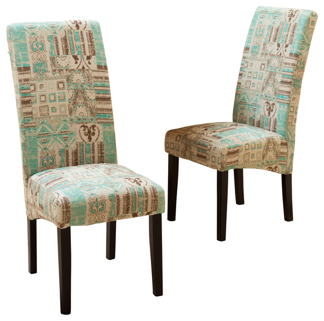 india geometric fabric dining chairs, teal, set of 2 contemporary-dining- chairs JMUFBDI