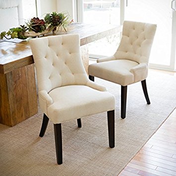 janelle beige tufted fabric dining chairs (set of 2) YDCRTFG