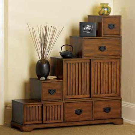 japanese furniture reversible japanese-style furniture - tansu wooden step chest w/ storage  drawers - ZEWPDGN