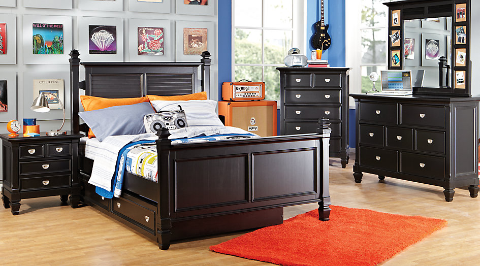 kids bedroom furniture set belmar black 5 pc full poster bedroom MKBQPFO
