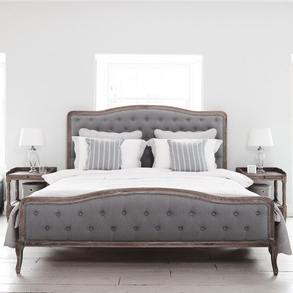 king size bed chantal bed - grey linen and oak superking. king size ... ZBRZFPR