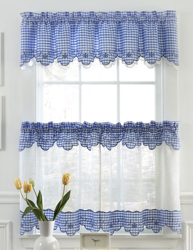 kitchen curtain provence gingham kitchen curtains - available in blue, red, black, chocolate ILNTCXE