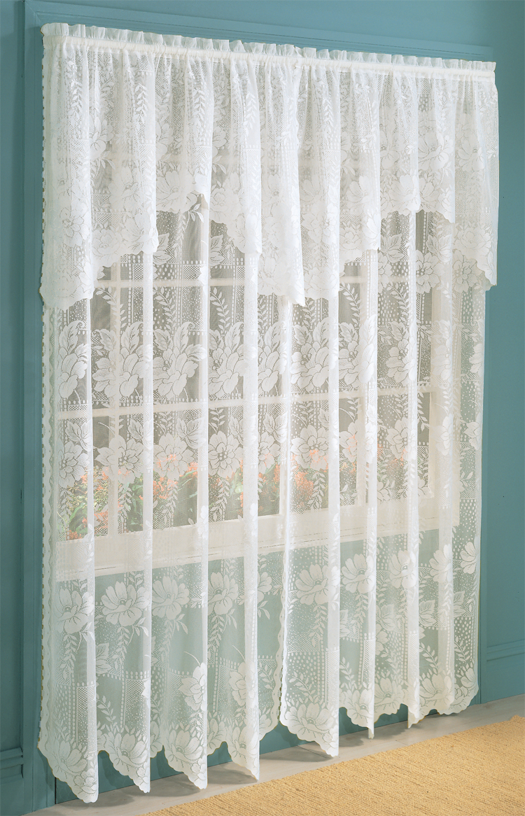 lace curtains anna lace panel w/ attached valance - eggshell - lichtenberg - view all KJQGSED