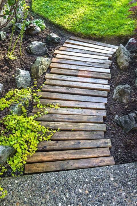 landscape ideas 12 ways to make your yard look professionally landscaped. wooden  walkwayscheap landscaping DKRXRRC