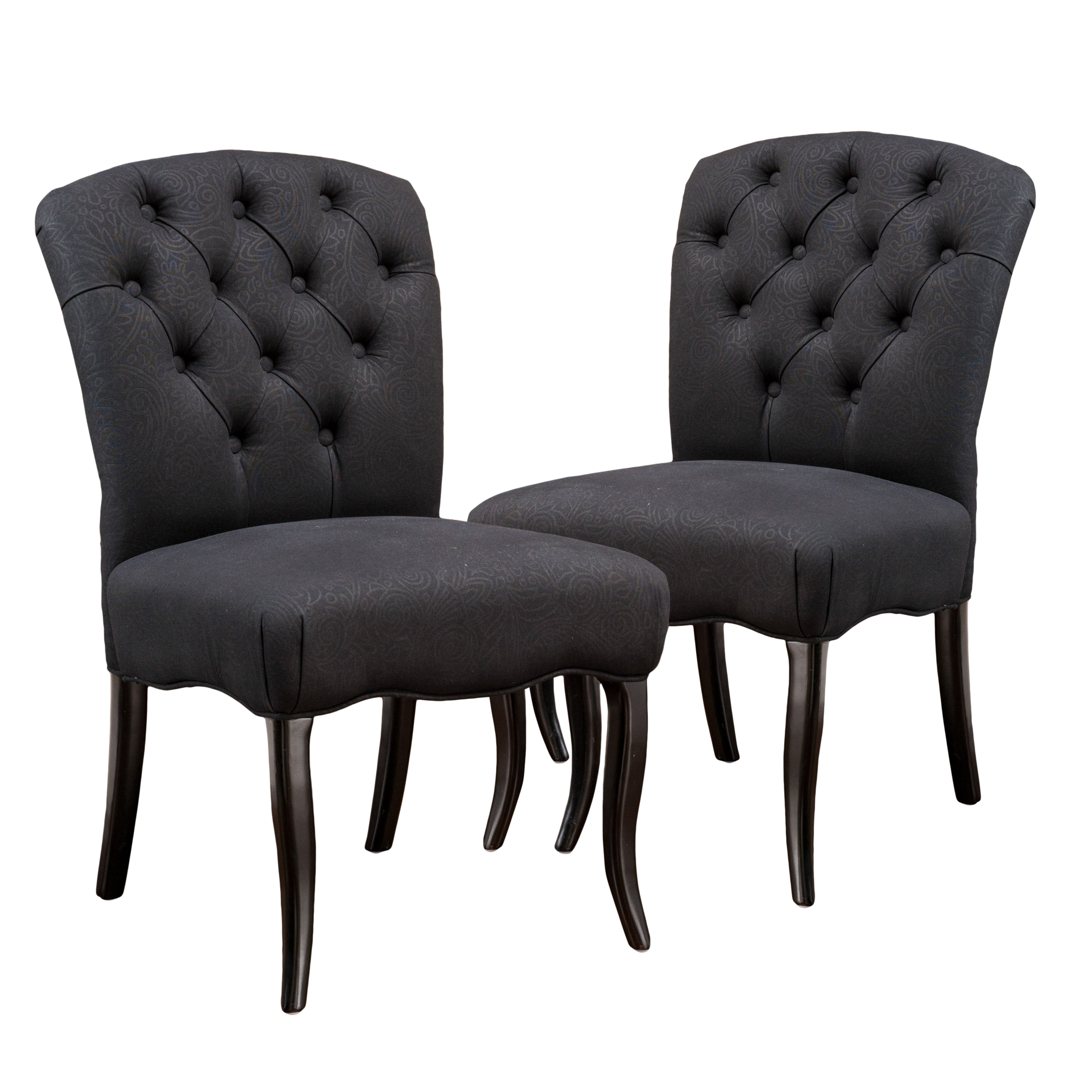 mckenzie black scroll fabric dining chairs (set of 2) AFGOKKB