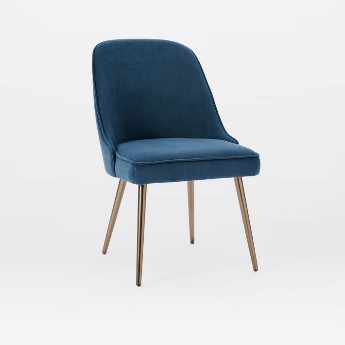 mid-century upholstered dining chair - velvet | west elm IEXBLYD