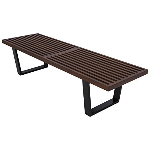 outdoor benches leisuremod mid-century george nelson style platform bench - 4 feet (dark  walnut) GDMDLUR