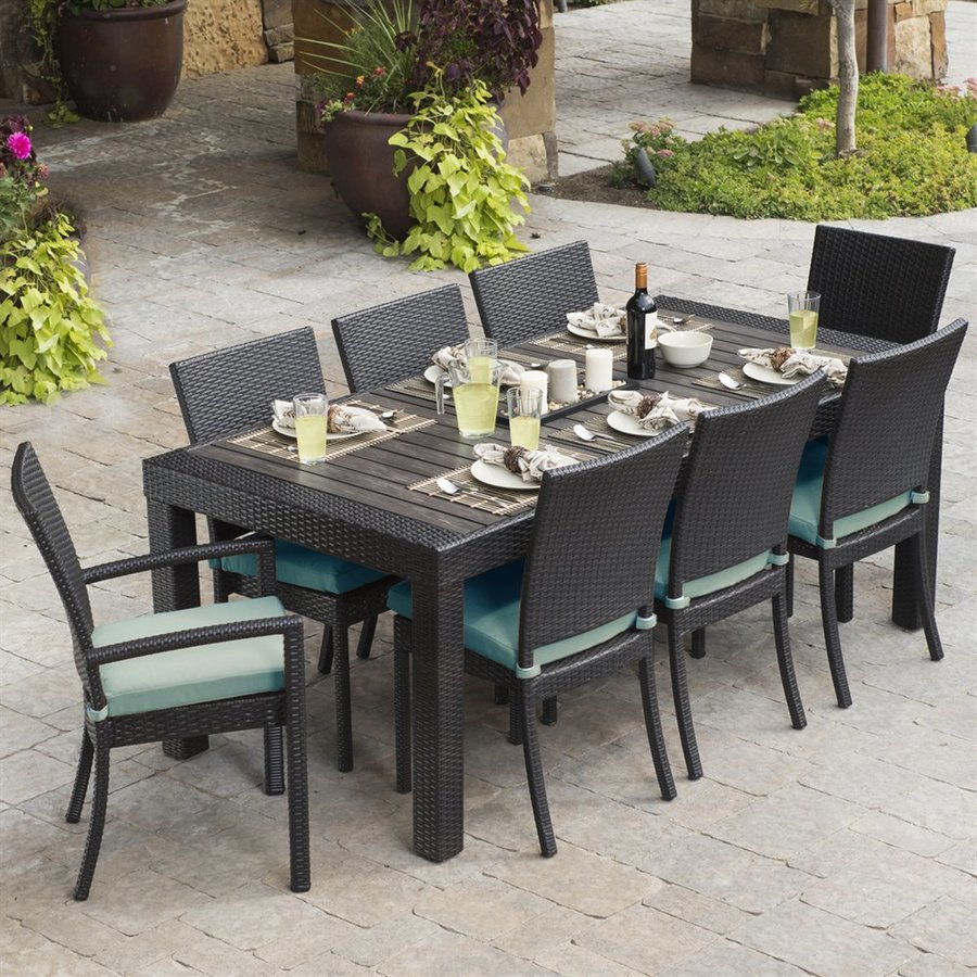 outdoor dining set rst brands deco 9-piece composite patio dining set RQZKKMV