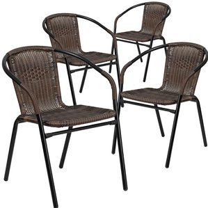 outdoor wicker chairs abrahamic stacking patio dining chair (set of 4) IYNVBBU