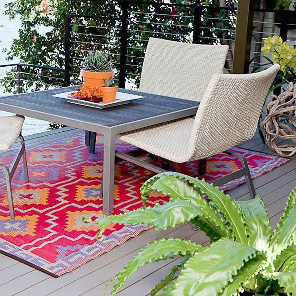 patio rugs orange and violet SIKCOST