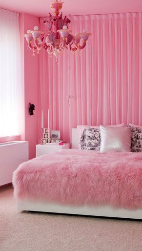 pink bedroom pink and aqua bedroom. i love how the room is split in color, VDWKCOA