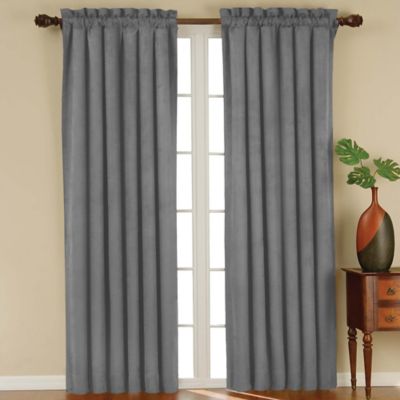 room darkening curtains solarshield® siena rod pocket 63-inch room darkening window curtain panel  in charcoal UVUJGUF