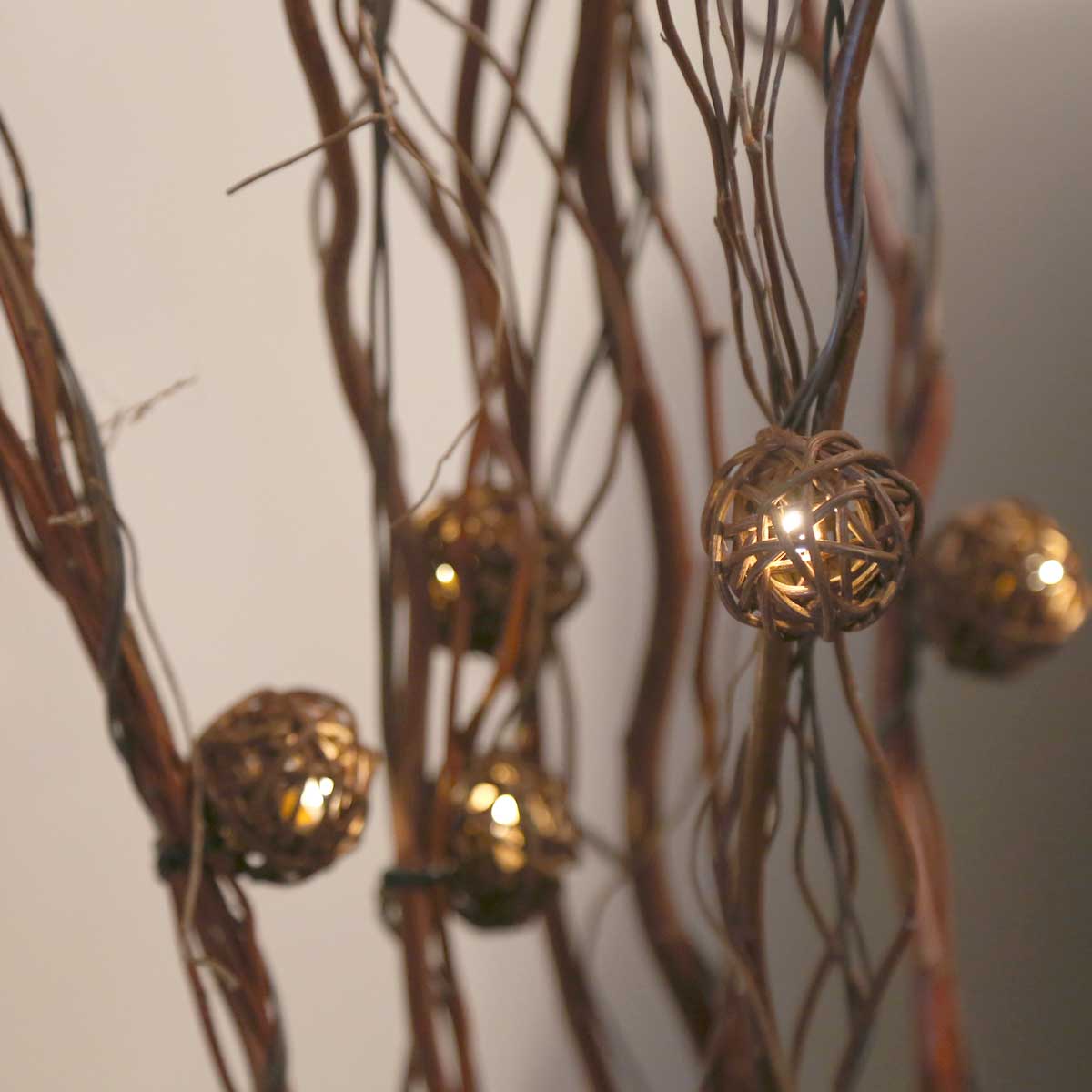 set of 5 brown cane twig lights (30 warm white ledu0027s) USIFBVO