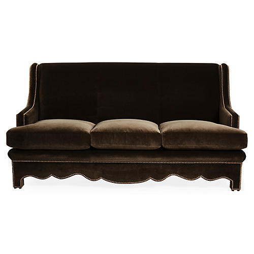 settees nailhead sofa, brown velvet LYKEUBV