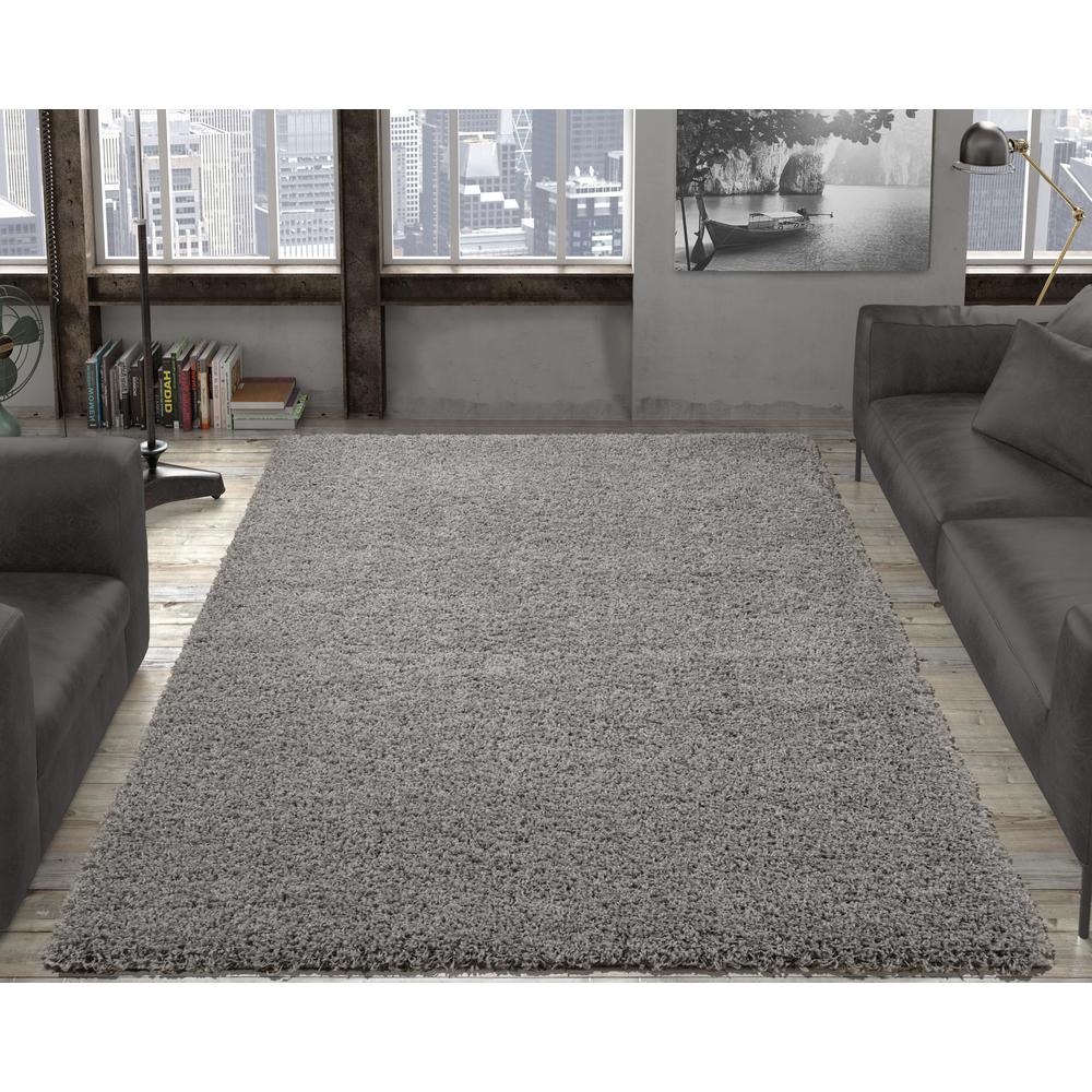 shag area rugs ottomanson contemporary solid grey 5 ft. x 7 ft. shag area rug UKHYHSM