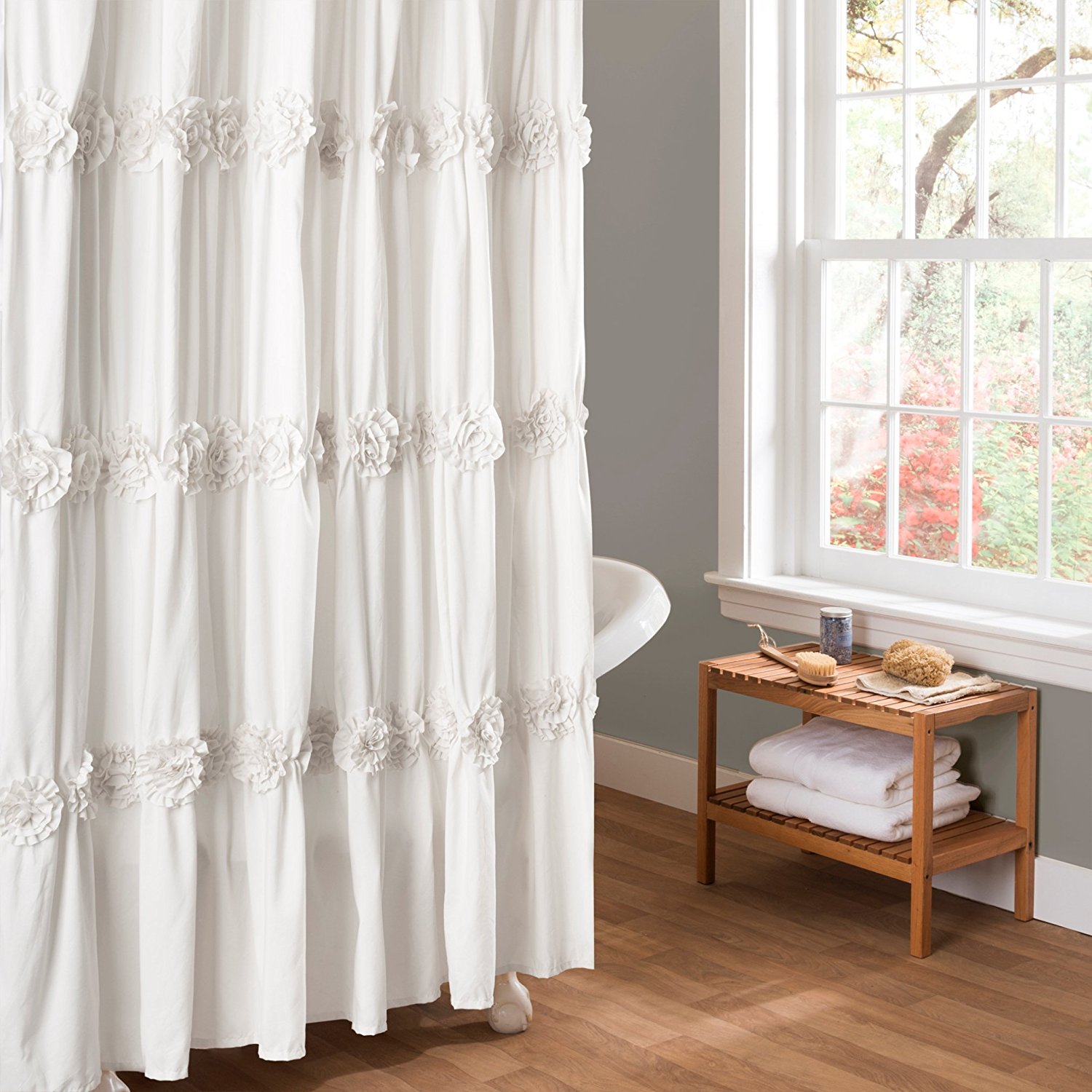 shower curtains amazon.com: lush decor darla shower curtain, 72 by 72-inch, white: home u0026 YEKCMPT