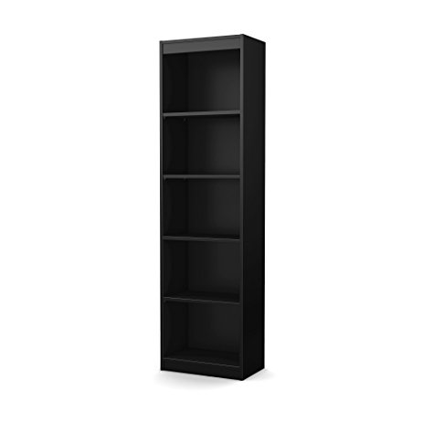 south shore axess collection 5-shelf narrow bookcase, pure black HJQVFOI