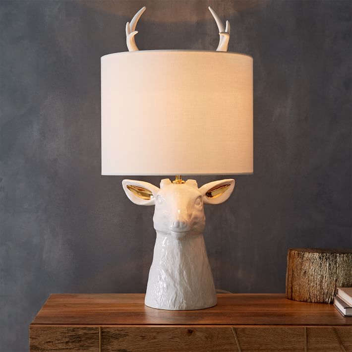 table lamps ceramic nature stag table lamp | west elm APWKHKV