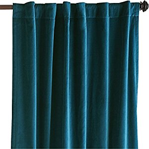 teal thick velvet curtains - absolute blackout 52 KCHTVVY