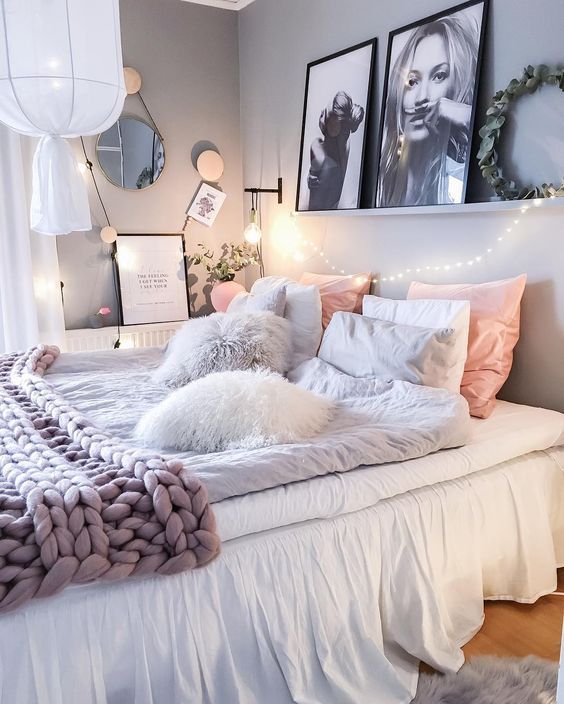 teen girls bedroom ideas girly u0026 glam bedroom-love the shelf above the bed QRBDFNO