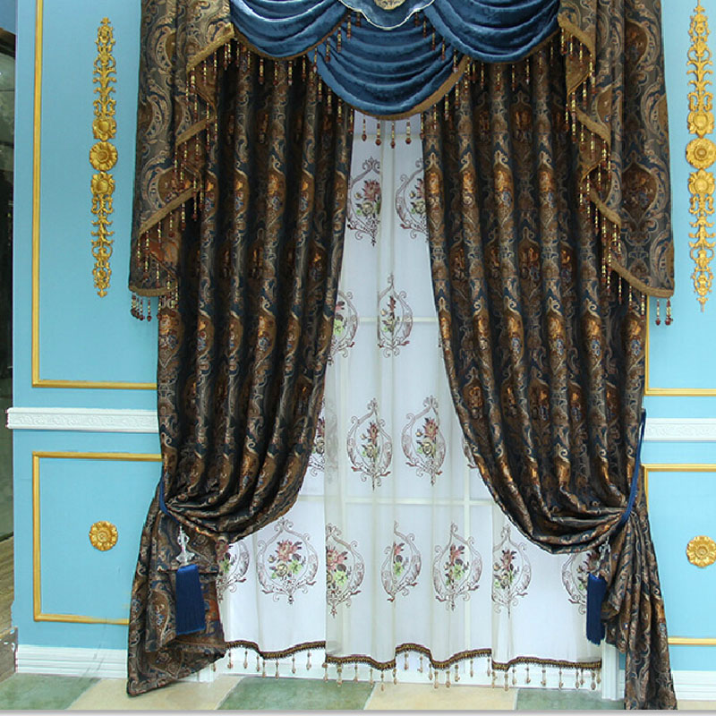 thick chenille jacquard floral/leaf vintage curtains UDTJSYS