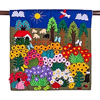 wall hangings applique wall hanging, u0027harvesting joyu0027 - cheerful applique arpilleria wall  hanging from SMVCWSD